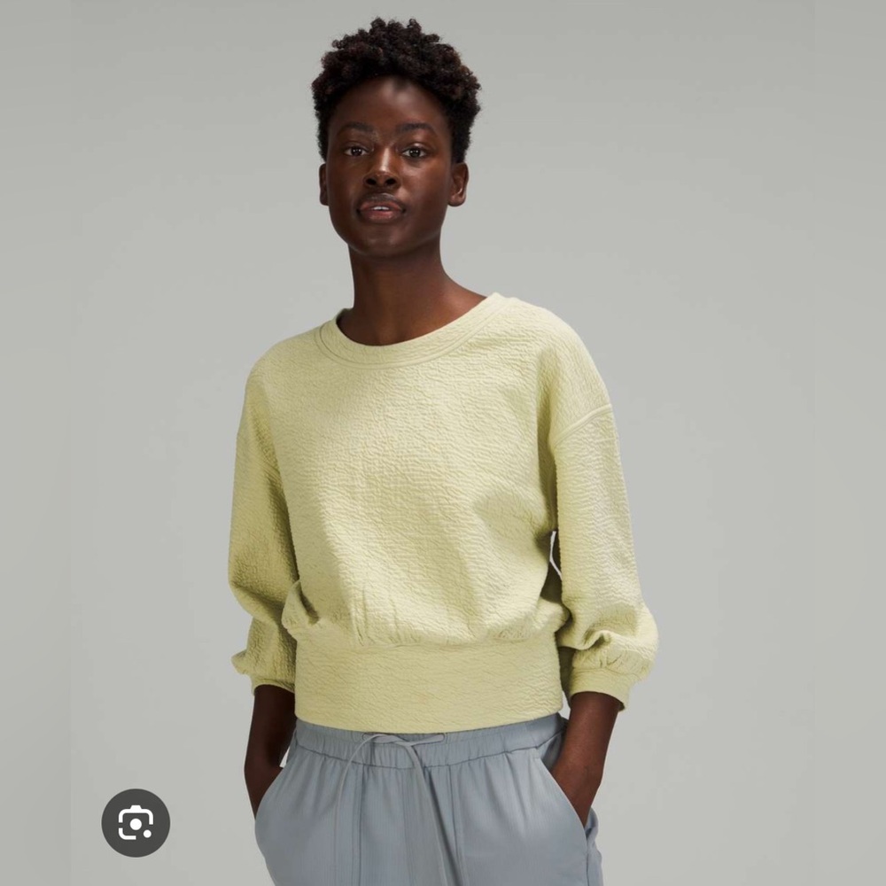 Lululemon Textured Crewneck Sweater Pullover Dew Green Oversized Sweatshirt SZ 2